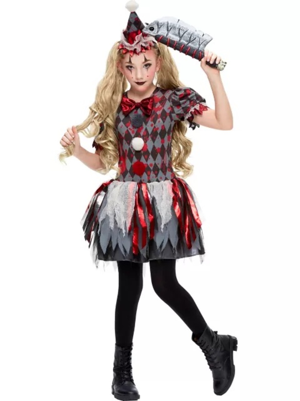 Spirit Halloween Vintage scary Circus Clown cosplay 3 pc Costume XL 14-16
